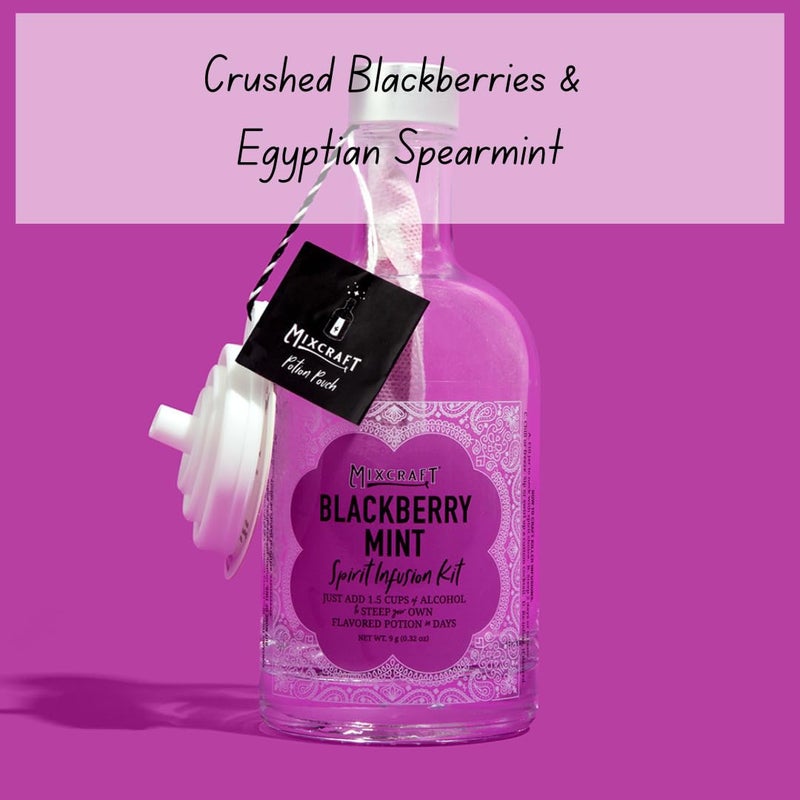 MixCraft Spirit Infusion Kit - Premium Craft Cocktail & Mocktail Mixer, Glass Bottle, Collapsible Funnel, Flavor Pouch & Recipe, Blackberry Mint - Image 3